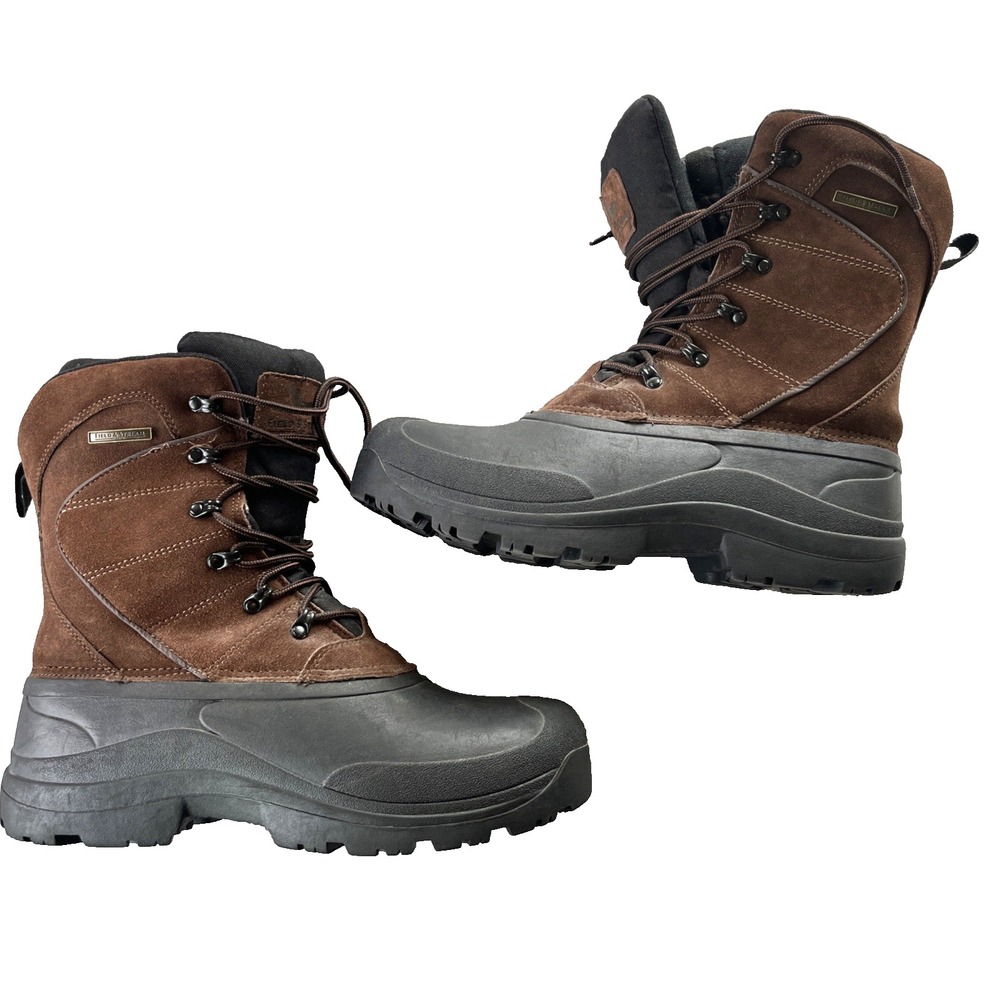 Field & Stream Duck Boots Men's Size 12 Brown Leather Insulated Water Resistant